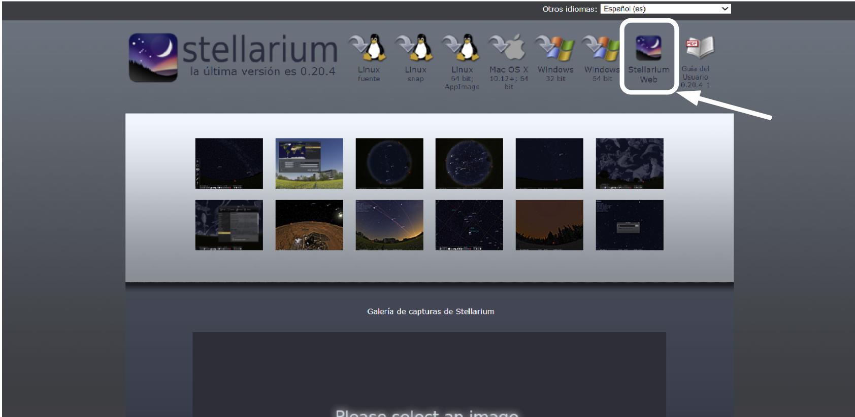 Lanzar Stellarium web