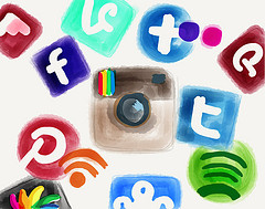 Collage de iconos de redes sociales
